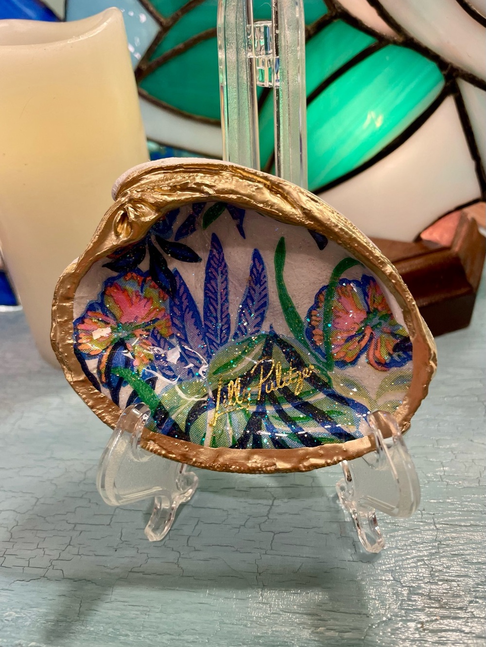 Lilly Inspired Handcrafted Seashell Trinket Dish